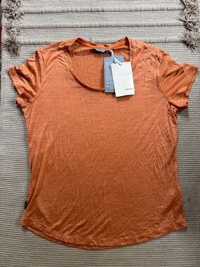 Icebreaker sphere II scoop neck tee cool lite earth heather orange NEW womens M